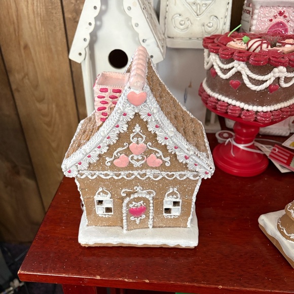 Cupcakes & Cashmere Other - NWT-Gingerbread House Holiday Decoration - Brown and Pink